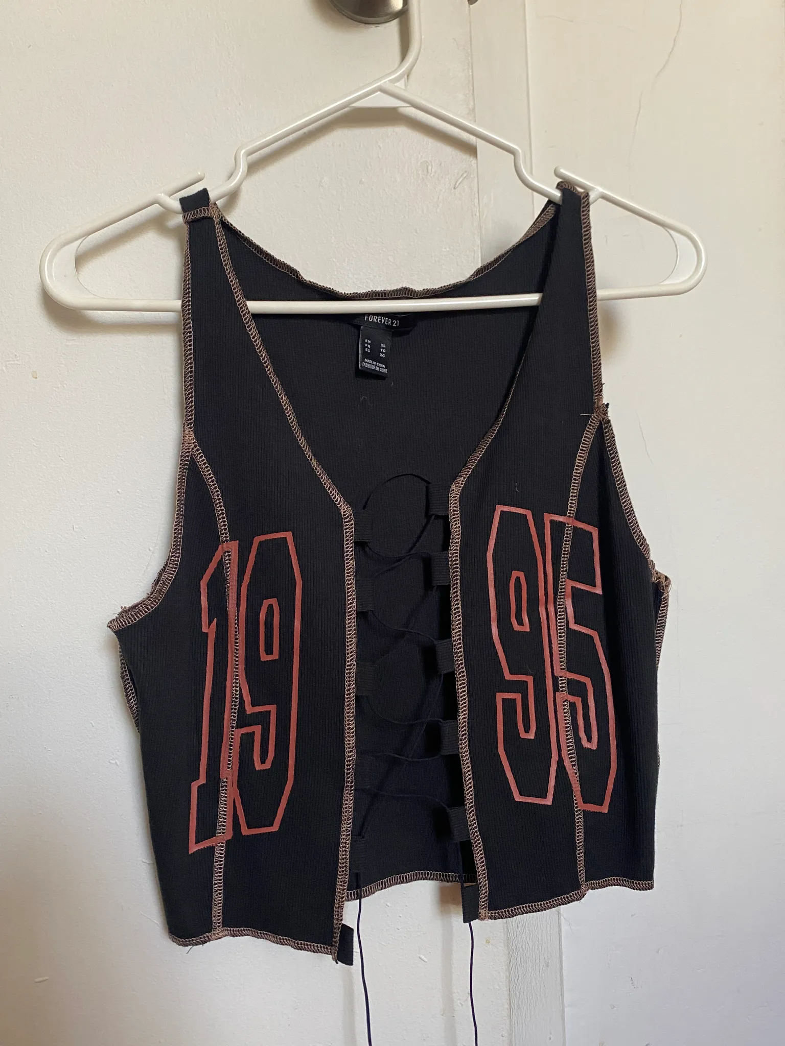 f21 lace up vest XL photo 1