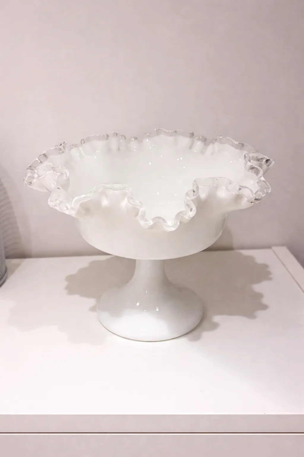 Fenton Milk Glass Silver Crest Compote Pedestal Bowl Vintage photo 1
