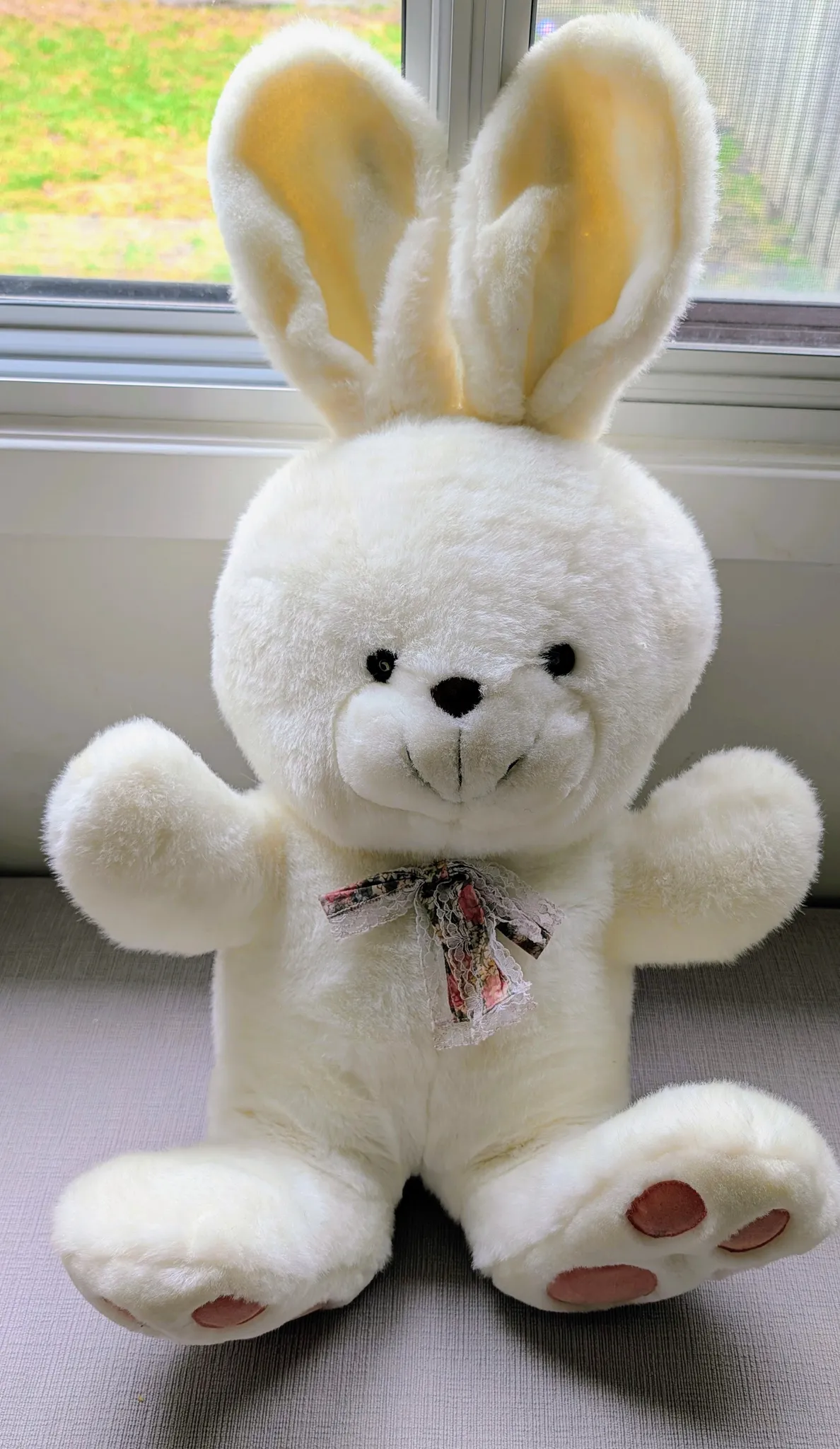 White Plush Large Spring Bunny Toy 1994 photo 1