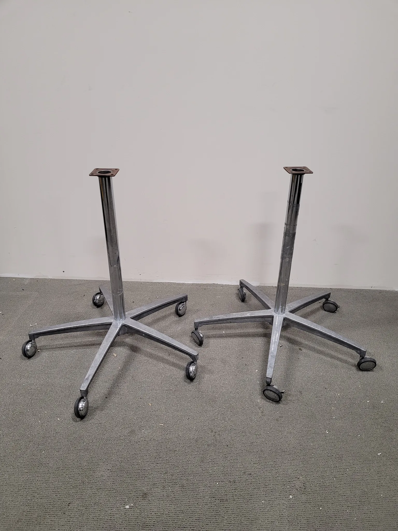 2 vintage chrome rolling bases  photo 1