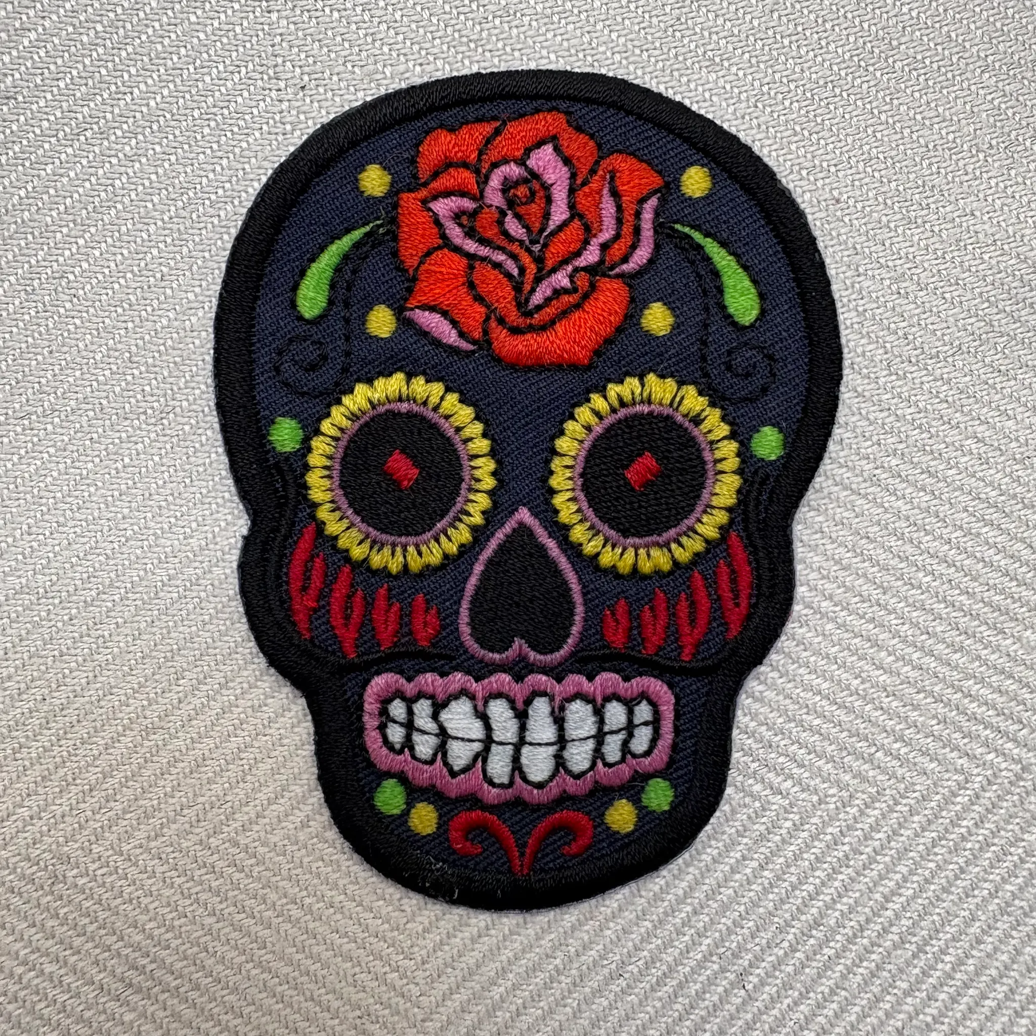 Sugar skull Mexico day of dead embroidered patch Rose skull photo 1
