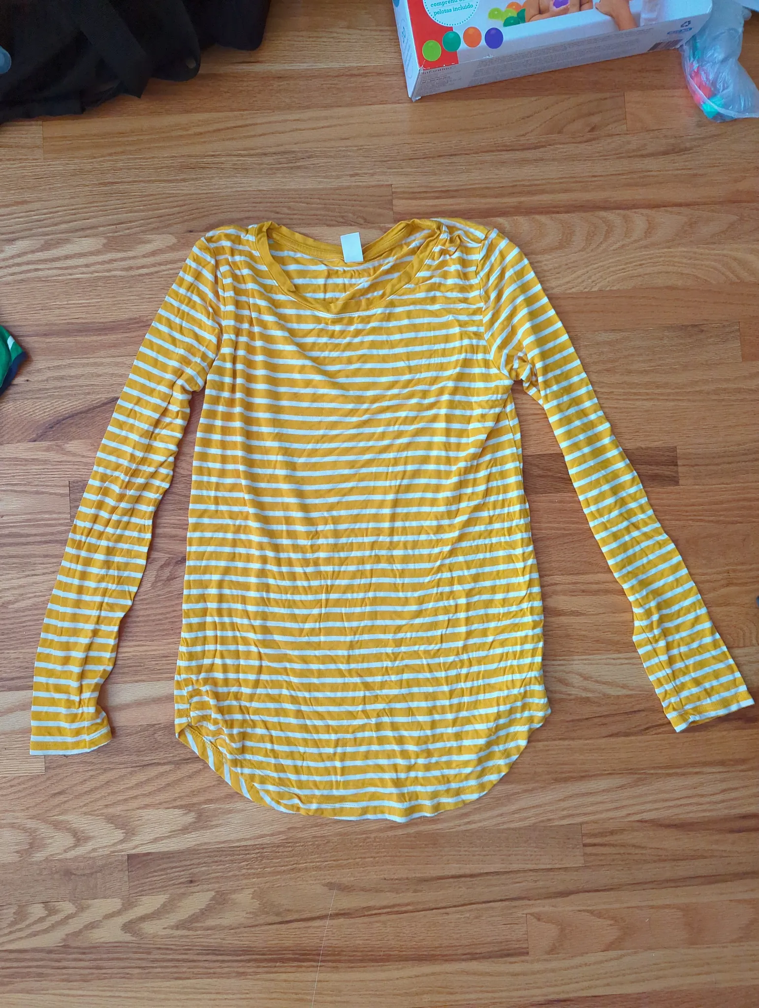 Yellow and white luxe long-sleeved top photo 1