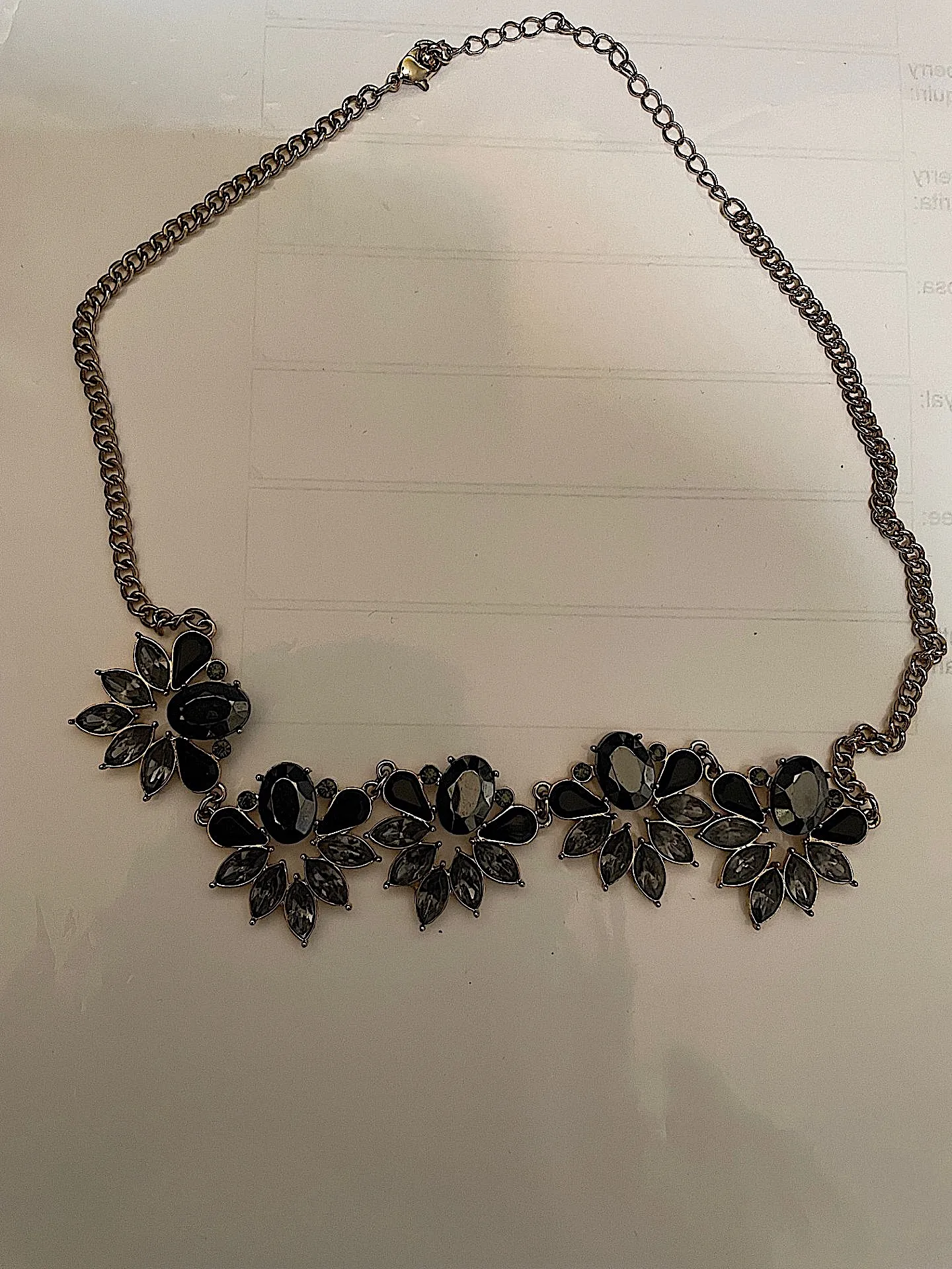 Gold coloured and Black Rhinestone Necklace photo 1