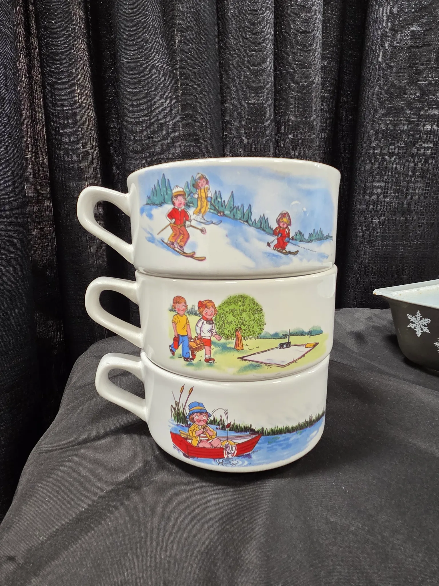 3 Vintage stacking Soup mugs! photo 1