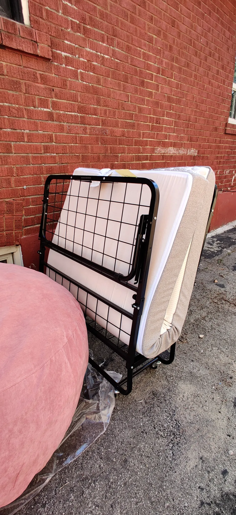 Foldable bed frame with mattress  photo 1