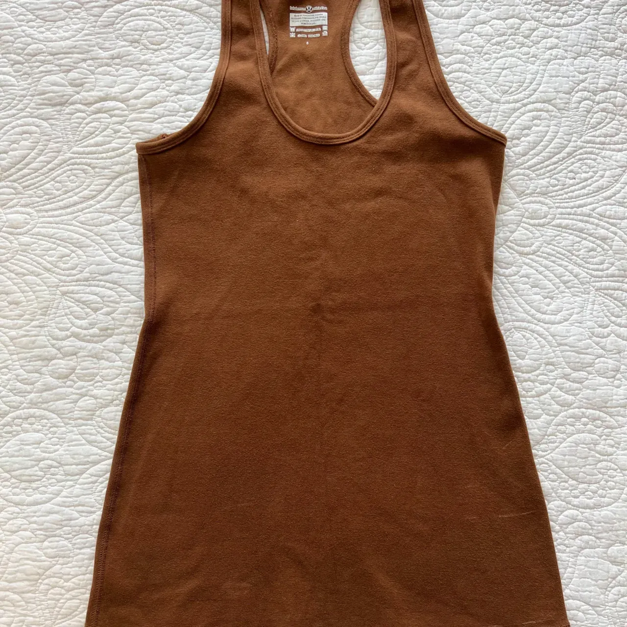 Lululemon Chocolate Brown Tank Top, Size 8, 92% cotton, 8% Lycra photo 1