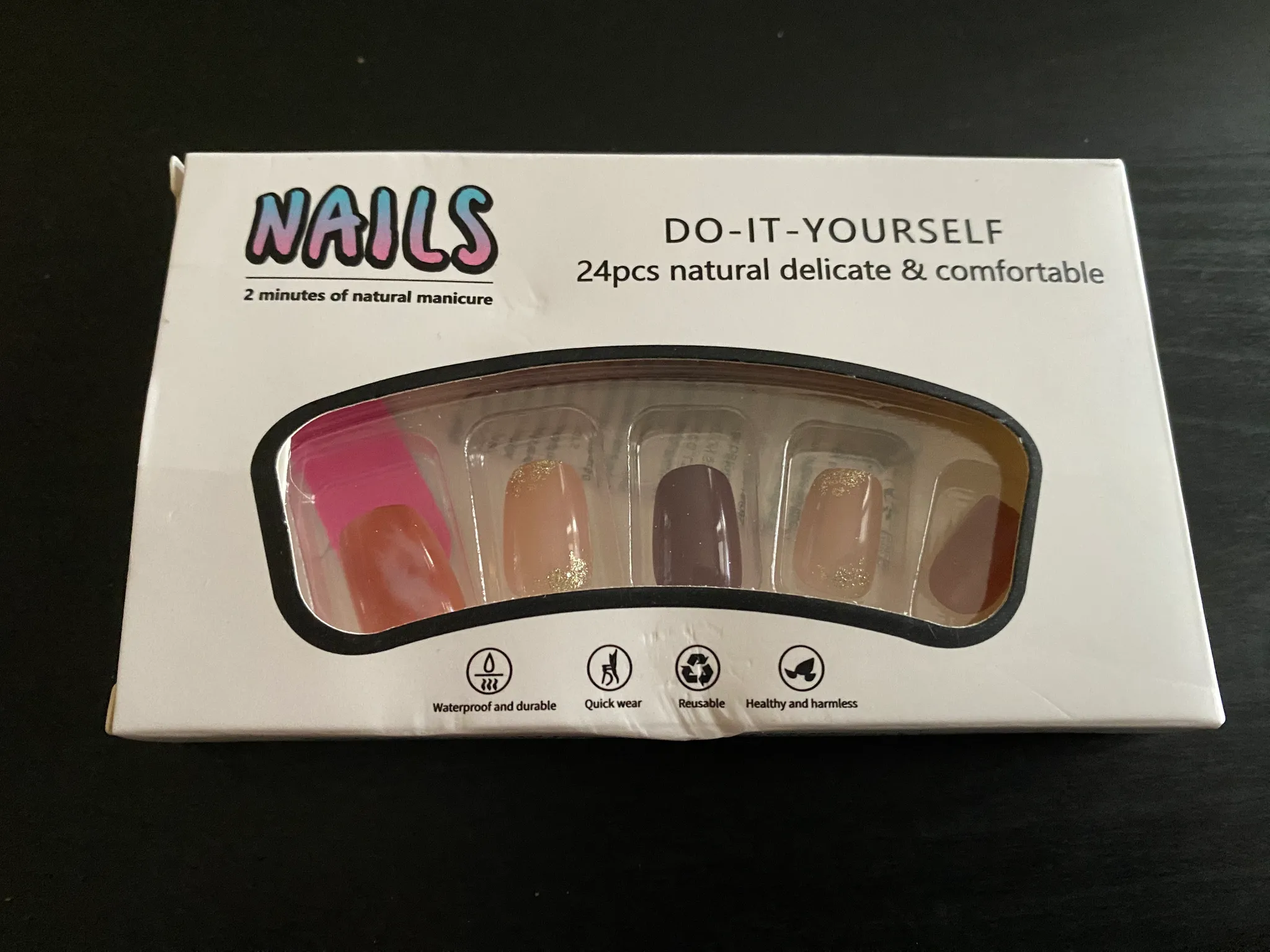 Gold/Maroon Coffin Press-On Nails photo 1