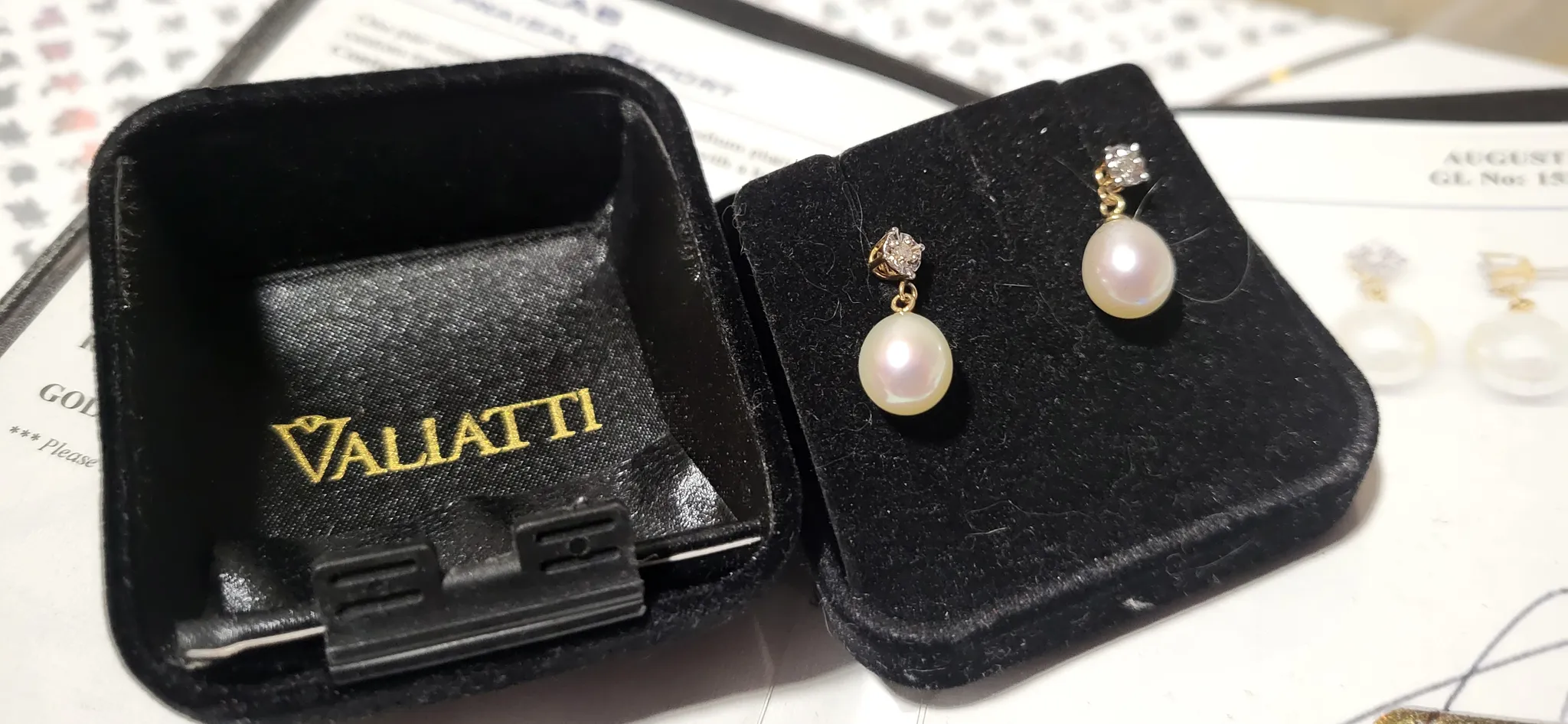 10K Gold, Diamond and Pearl Earrings photo 1