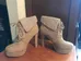 New Sz 7.5 Booties Platform Fake Suede Beige photo 2