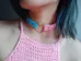 Pastel Blue + Pink Heart Choker photo 1