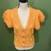 Supercute ruffel sleeve crochet button down top size M photo 2