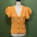 Supercute ruffel sleeve crochet button down top size M photo 1