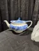 Tea pot with blue transferware design photo 4