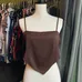 H&M cropped dark chocolate brown top size Large photo 1