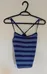 Blue and White Striped Bathing Suit Top - Women's Small photo 1
