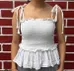 NWOT White smocked tank top with ruffle detail photo 1