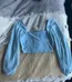 Baby blue Chiffon sleeve crop top photo 3