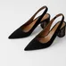 Zara Tortoise Block Heel Suede Pumps - Size 36 photo 5