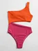 One piece swimsuit neon pink & orange photo 1