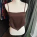H&M cropped dark chocolate brown top size Large photo 2