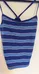 Blue and White Striped Bathing Suit Top - Women's Small photo 2