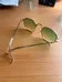 Green see-thru light tint sunglasses silver frame photo 2