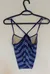 Blue and White Striped Bathing Suit Top - Women's Small photo 3