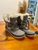 Sorel Winter Snow Boots Tivoli, Grey Suede Insulated, Size 7 photo 1