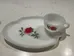 Vintage Rose Snack Plate & Cup Sets, White Milk Glass Red Rose  photo 1