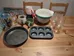 Bundle of baking pans, a mixing bowl, mugs, and wine glasses photo 1